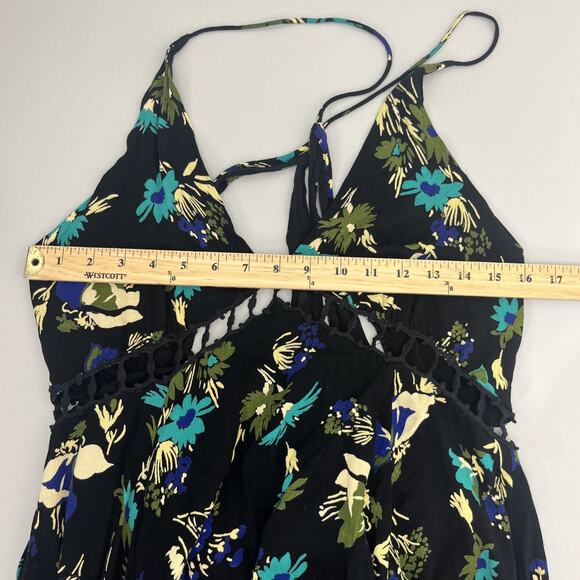 Free People Pages of Gold Maxi Dress XS Floral Crochet Cutout Full Boho Whimsi - Picture 9 of 12